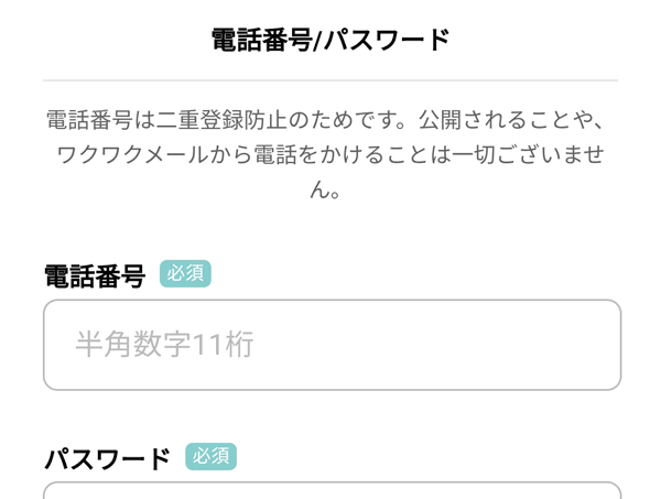 ワクワクメール登録画面２